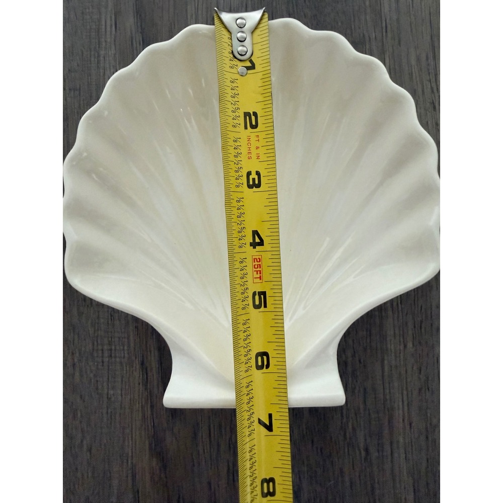 Oven Proof White Ceramic Seashell Trinket Candy Dish Coastal Beach Decor 6.5" - Picture 7 of 8